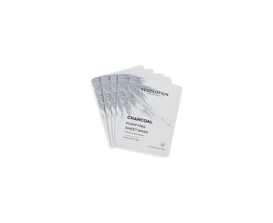 Revolution Skincare Biodegradable Purifying Charcoal Sheet Mask - A set of face masks with black charcoal