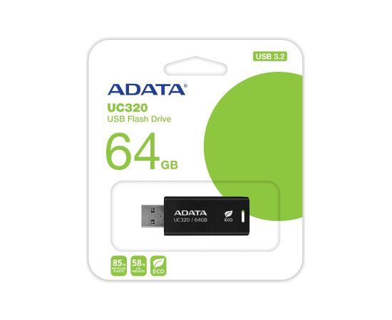 A-data MEMORY DRIVE FLASH USB3.2 64GB/BLACK UC320-64G-RBK/BK ADATA