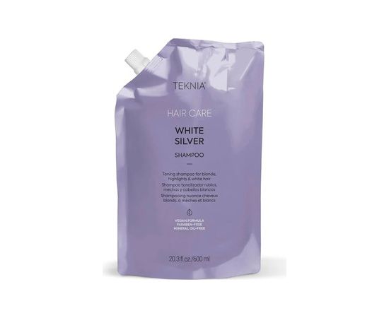 LakmÉ Teknia White Silver Shampoo Refill - Náplň neutralizujícího  pro platinově blond a šedivé vlasy 600ml