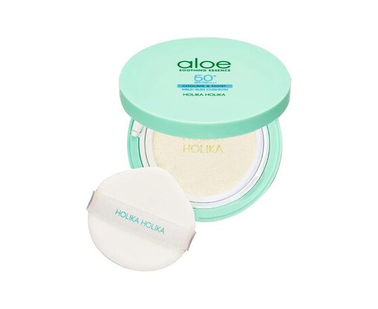 Holika Holika Aloe Soothing Essence Mild Sun Cushion SPF 50+ - Pleťový opalovací krém v houbičce 25.0g