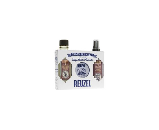 Reuzel Clay Matte Pomade Groom Try Me Kit - Gift set of hair care for men