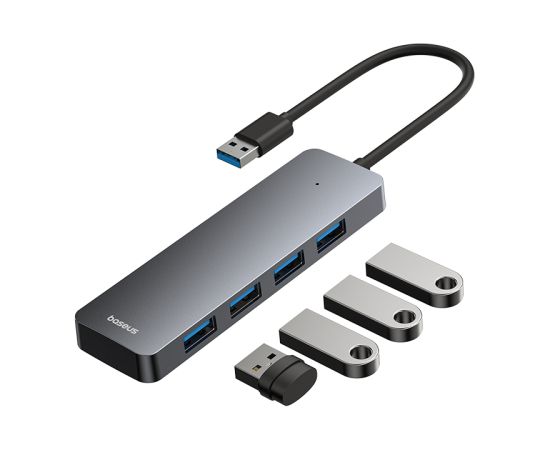 Baseus USB-A uz USB 3.0 4 porti, 15 cm, pelēks