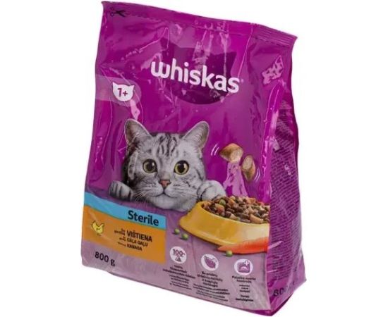 DRY CAT FOOD WHISKAS STERILE CHICKE 800G