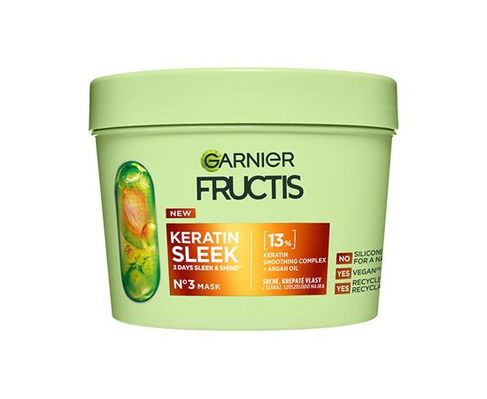 Garnier Fructis Keratin Sleek Mask - Maska pro suché a krepaté vlasy 370ml