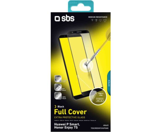 Huawei P Smart Full Cover Screen Glass By SBS Black