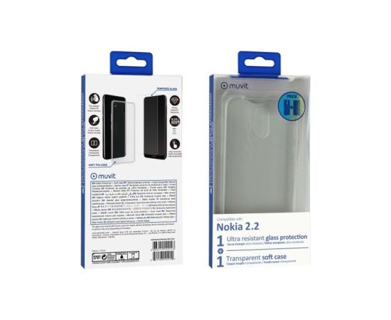 Nokia 2.2 Crystal Soft Cover + Screen Glass By Muvit Transparent