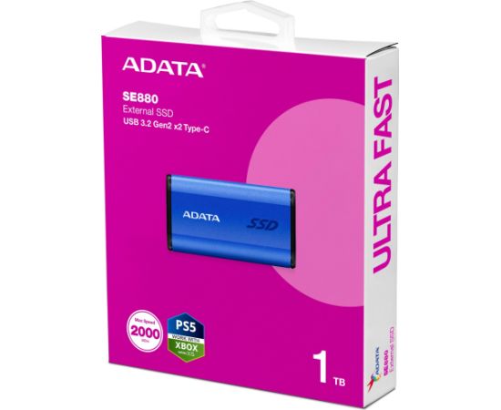 ADATA SE880 1 TB, External SSD (blue, USB-C 3.2 Gen 2x2 (20 Gbit/s))