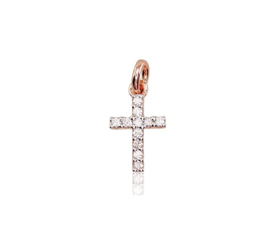 Zelta kulons #1300641(Au-R+PRh-W)_DI, Sarkanais Zelts 585°, rodijs (pārklājums), Briljanti (0,1Ct), 0.61 gr.