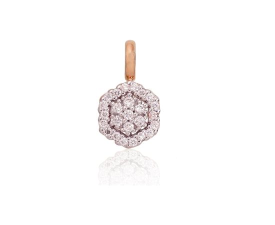 Zelta kulons #1300517(Au-R+PRh-W)_DI, Sarkanais Zelts 585°, rodijs (pārklājums), Briljanti (0,085Ct), 0.65 gr.