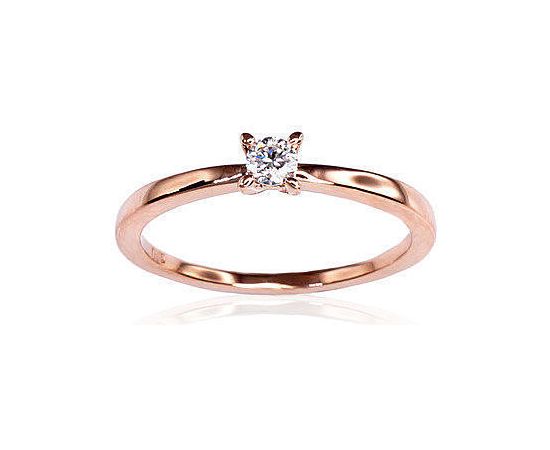 Золотое кольцо #1100153(Au-R)_DI, Красное Золото 585°, Бриллианты (0,1Ct), Размер: 16, 1.49 гр.