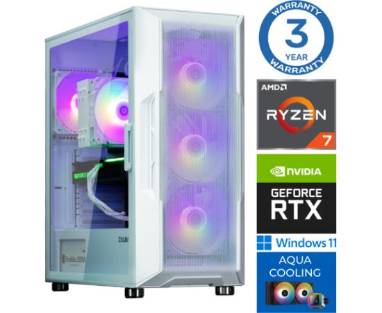INTOP AQUA Ryzen 7 7700X 64GB DDR5 2TB SSD M.2 NVME+2TB RTX4060Ti 8GB WIN11 Personālie datori