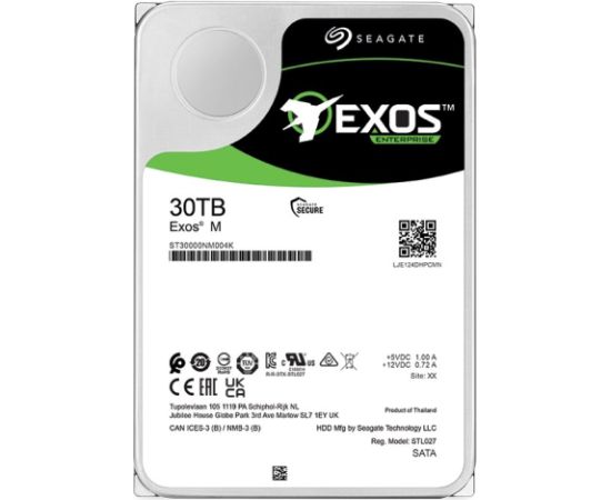 Seagate Exos M internal hard drive 30 TB 7200 RPM 512 MB 3.5" Serial ATA (ST30000NM004K)