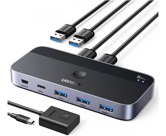 Ugreen CM662 USB 3.0 switch 2-in-4 switch + 2x USB-A cable - black