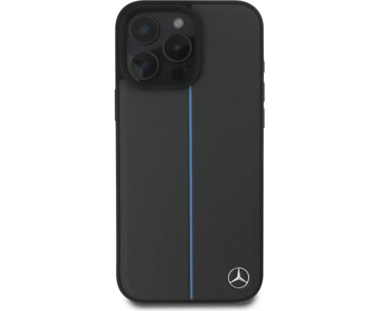 Mercedes Leather Blue Stripe MagSafe Case Чехол для Apple iPhone 16 Pro