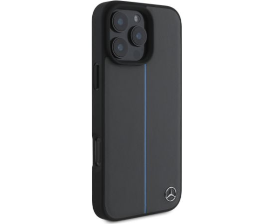 Mercedes Leather Blue Stripe MagSafe Case Чехол для Apple iPhone 16 Pro