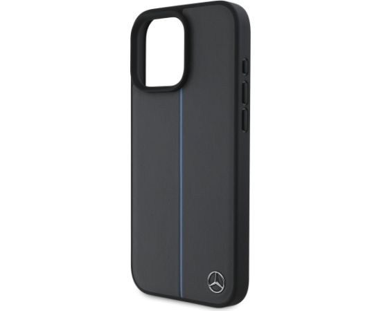 Mercedes Leather Blue Stripe MagSafe Case Чехол для Apple iPhone 16 Pro