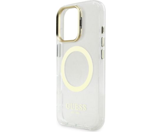 Guess IML Gold Outline Stand Camera Frame MagSafe Case Чехол для Apple iPhone 16 Pro Max