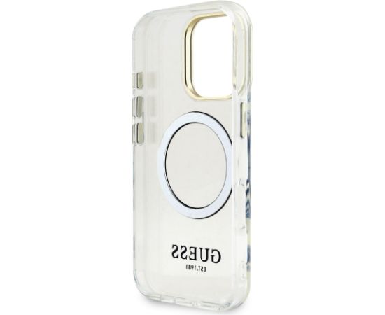 Guess IML Gold Outline Stand Camera Frame MagSafe Case Чехол для Apple iPhone 16 Pro Max