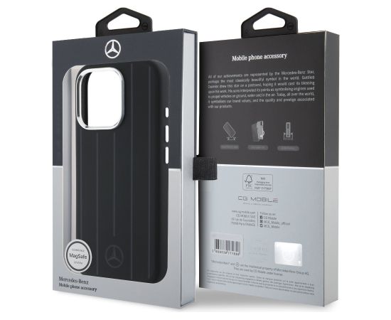 Mercedes Liquid Silicon Stripes Pattern MagSafe Case Aizsargapvalks priekš Apple iPhone16 Pro