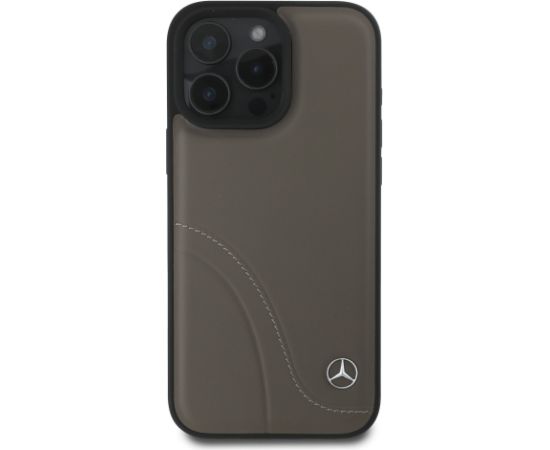 Mercedes Curved Stitches Leather Case Aizsargapvalks priekš Apple iPhone 16 Pro