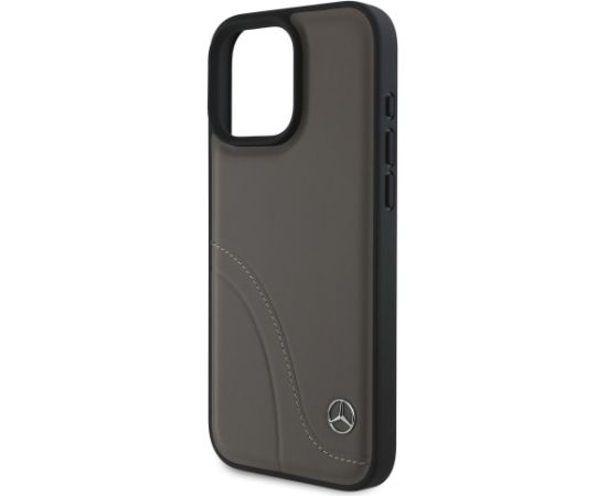Mercedes Curved Stitches Leather Case Aizsargapvalks priekš Apple iPhone 16 Pro