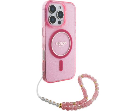 Guess IML Glitter Strap MagSafe Case Чехол для Apple iPhone 16 Pro Max