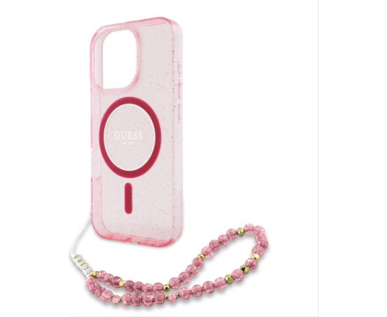 Guess IML Glitter Strap MagSafe Case Чехол для Apple iPhone 16 Pro Max