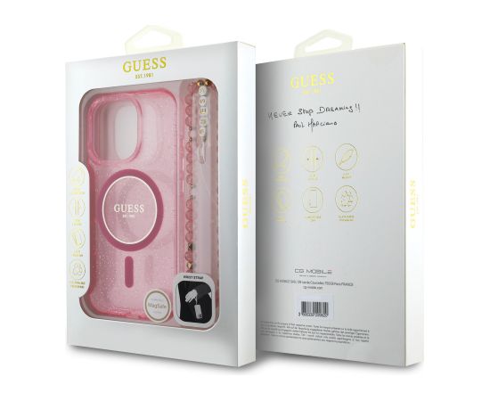 Guess IML Glitter Strap MagSafe Case Чехол для Apple iPhone 16 Pro Max