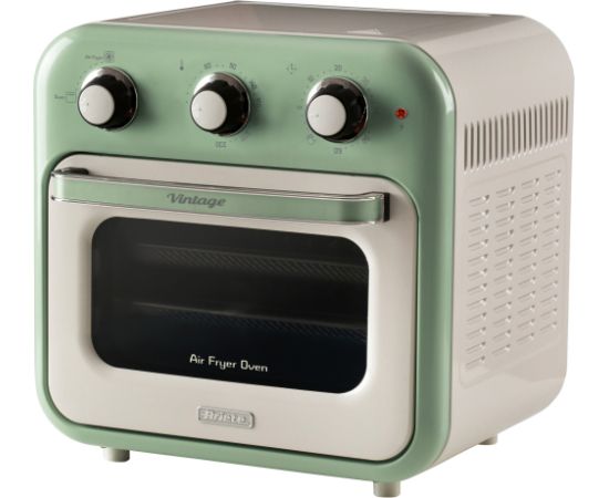 Ariete 3-in-1 Vintage Green Air Fryer and Mini Oven (white/light green, 1,350 watts, 16-liter cooking space, with viewing window)