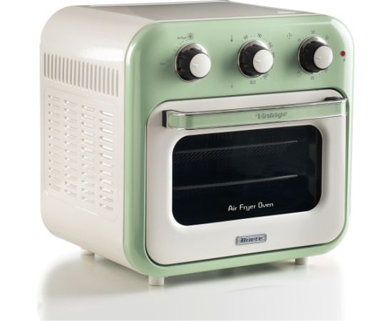 Ariete 3-in-1 Vintage Green Air Fryer and Mini Oven (white/light green, 1,350 watts, 16-liter cooking space, with viewing window)