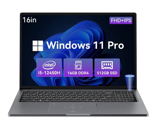Blackview AceBook 12K1 i5-12450H 16” WUXGA 16GB SSD512 Windows 11 Pro Grey