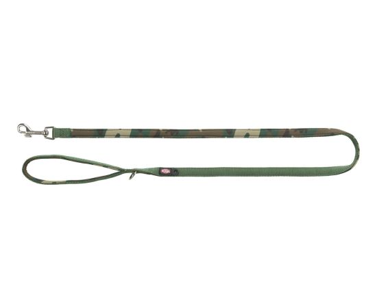 Trixie Premium, smycz, dla psa, kamuflaż/leśny zielony, taśma parciana, XS–S: 1,20 m/15 mm, podbita neoprenem