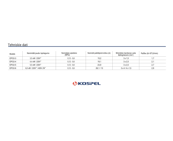 Kospel EPO2-3 3.5kW 230V caurplūdes ūdens sildītājs