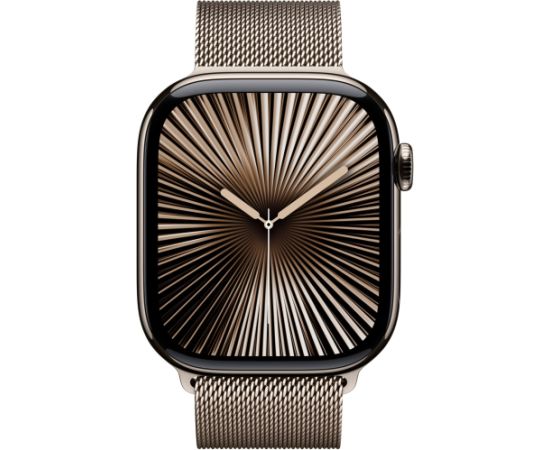 Apple Watch Series 10, Smartwatch (Titanium Natural, Titanium Case, 46 mm, Milanese Strap Natural M/L, cellular)