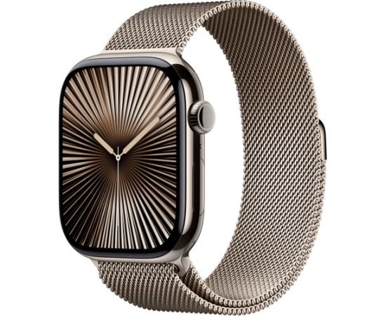 Apple Watch Series 10, Smartwatch (Titanium Natural, Titanium Case, 46 mm, Milanese Strap Natural M/L, cellular)