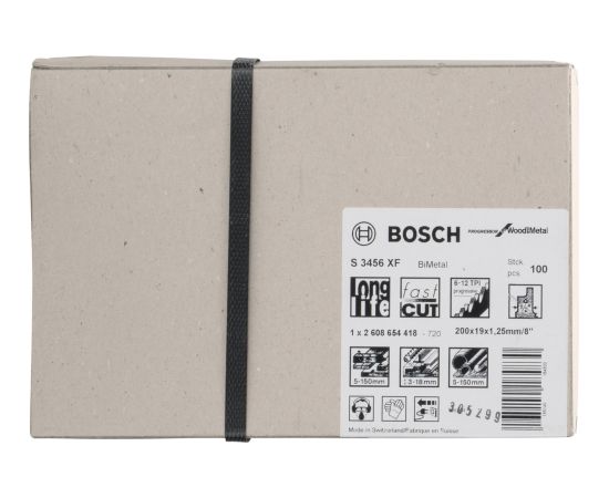 Bosch sabre saw blade S 3456 XF Progressor for Wood and Metal, 100 pieces (length 200 mm)
