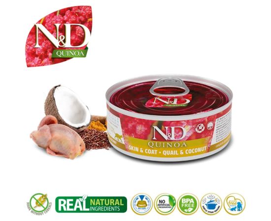 Wet cat food - FARMINA N&D CAT QUINOA QUAIL&COCONUT ADULT 80g
