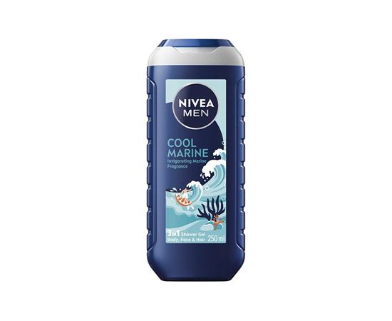 Nivea Men Cool Marine 3 in 1 Shower Gel - Sprchový gel na pokožku a vlasy 250ml