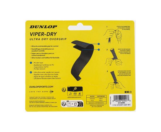 Tennis racket overgrip DUNLOP VIPERDRY ATP 3pcs. white