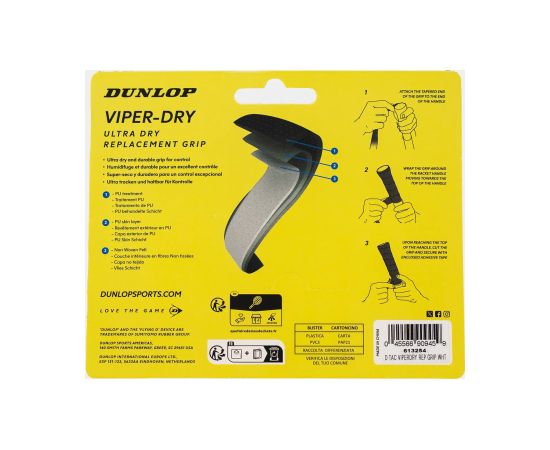 Tennis racket replacement grip DUNLOP VIPERDRY ATP 1pcs, white