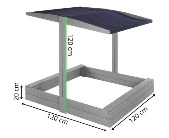 Koka smilšu kaste ar jumtu Springos SBP120RSET01 120x120 cm ar soliņiem