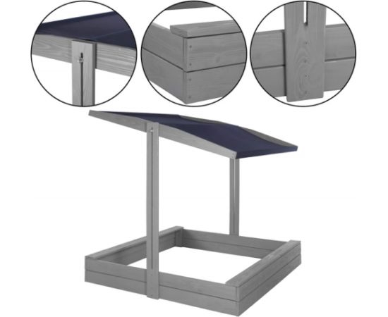 Koka smilšu kaste ar jumtu Springos SBP120RSET01 120x120 cm ar soliņiem