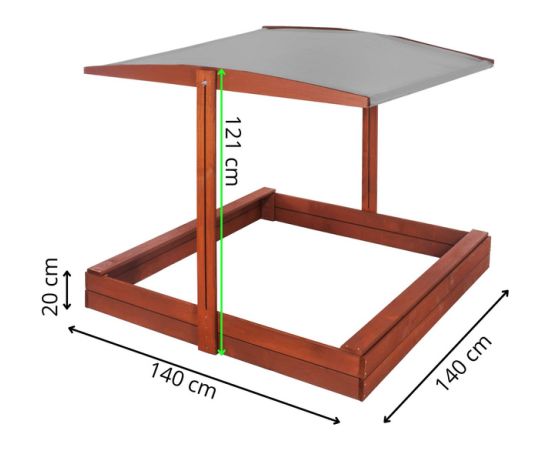 Slēgta smilšu kaste ar soliem un jumtu Springos SBP140RSET02 140x140 cm