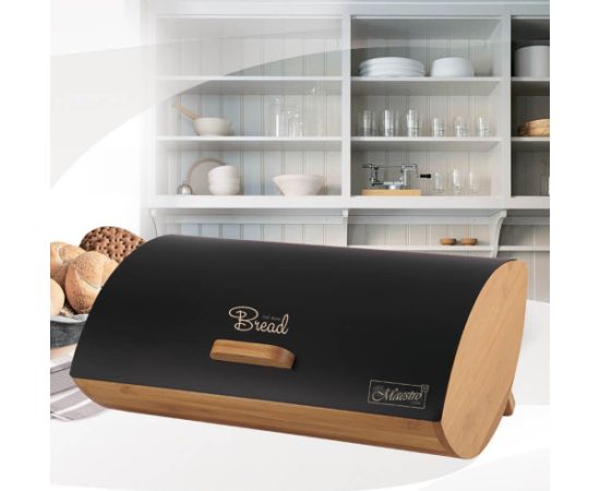 Maestro MR-1775-BLACK bread box Other Black, Wood Bamboo, Metal