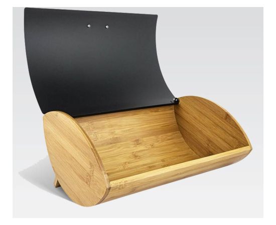 Maestro MR-1775-BLACK bread box Other Black, Wood Bamboo, Metal