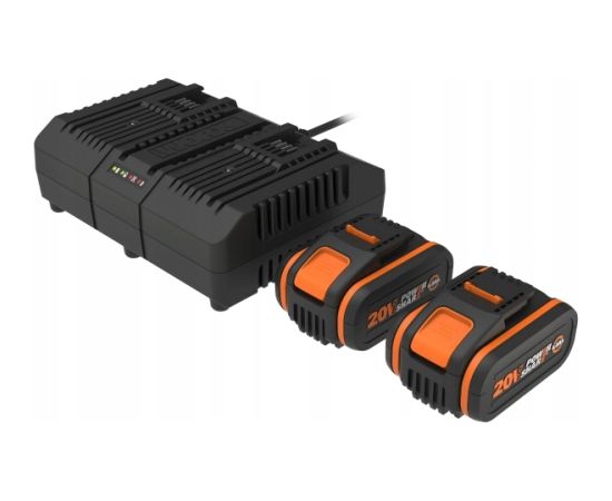 Piederumu komplekts Worx WA3611; 20 V; 2x4,0 Ah akum.