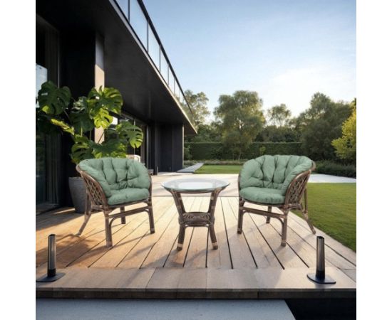 FURNIT SET OUT BROW/GRE ARMCHAIR/TABLE
