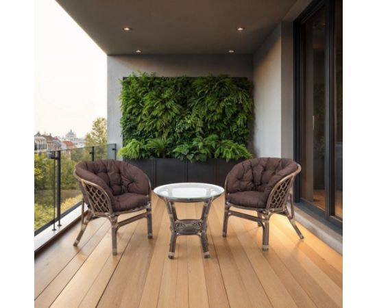 FURNIT SET OUT DARK BROWN ARMCHAIR/TABLE