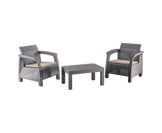 FURNIT SET OUT BROW/MOC ARMCHAIR/TABLE