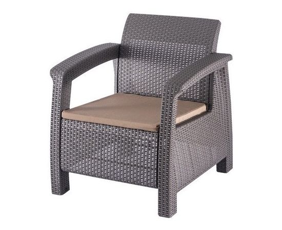 FURNIT SET OUT BROW/MOC ARMCHAIR/TABLE